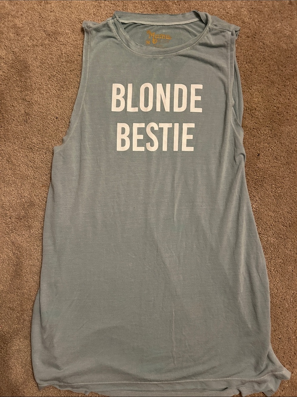 Show Me Your MuMu Blonde 👱🏻‍♀️ Bestie Light Blue Graphic Muscle Tank